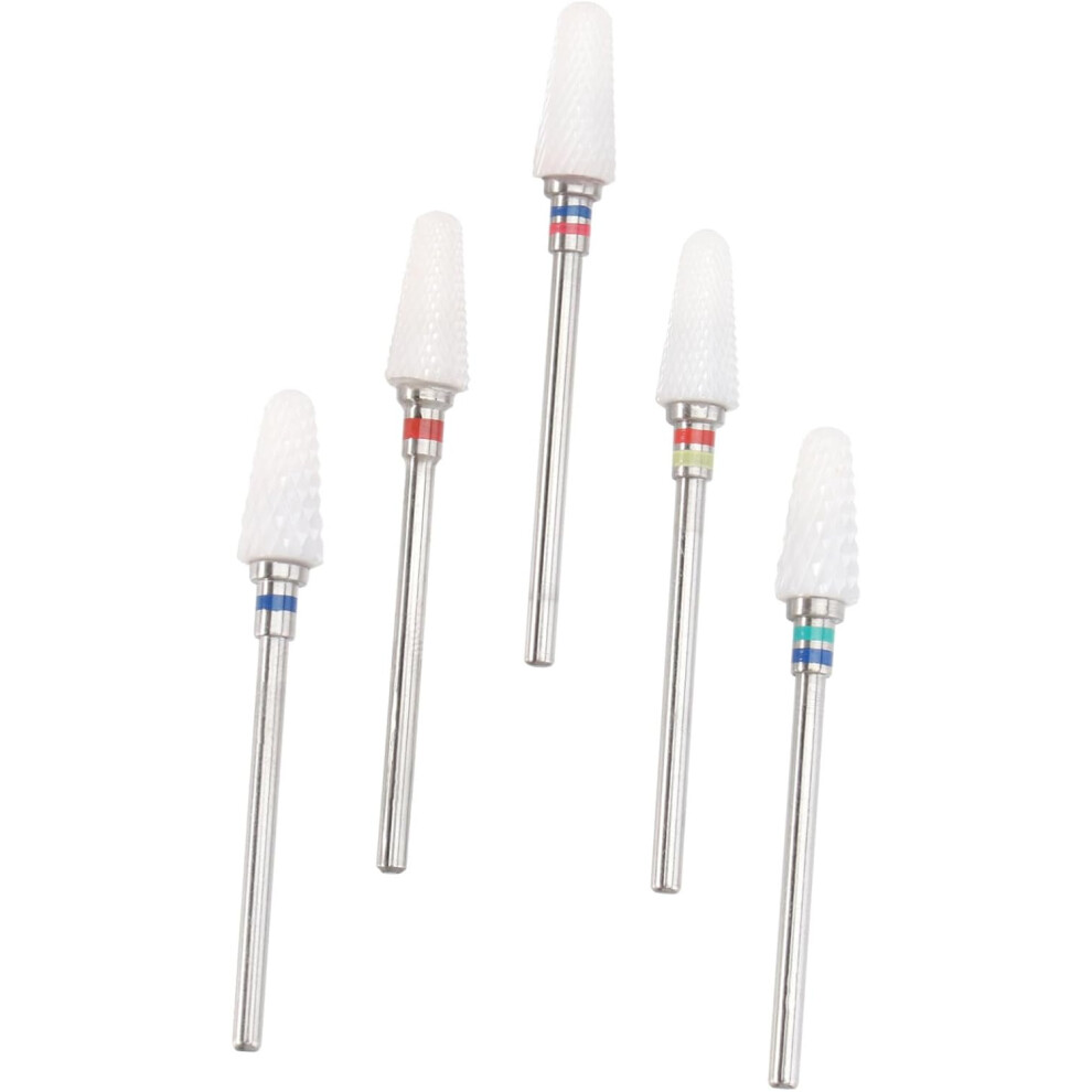 Hkhbjs 5Pcs Ceramic Nail Drill Bits Polishing Head Set Electric Manicure Tool