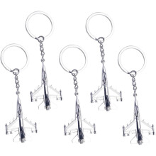 5-teiliges Set silberner Flugzeug-Schlüsselanhänger, Flugzeug-Schlüsselanhänger, Taschenanhänger, Charm für Reisen und den Alltag