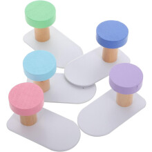 5 Stück selbstklebende Kleiderhaken, bunte runde Wandhaken im Cartoon-Stil, aus Holz und Eisen, robust, belastbar, multifunktional