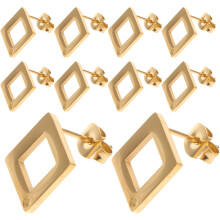 5 Paar handgefertigte Ohrring-Sets: Rauten-Ohrstecker, quadratische Ohrstecker, Edelstahl, geometrischer Schmuck