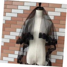 2pcs Lace Veil Tiered Wedding and Party Decor Bride Veils for Wedding Muslin Fabric for Halloween Gothic Style
