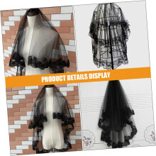 2-teiliger, gestufter Spitzenschleier für Hochzeiten und Partys, Brautschleier aus Musselinstoff für Halloween im Gothic-Stil