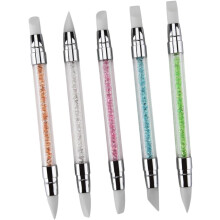 5-teiliges Nagelkunst-Gravurstift-Set mit Silikongriff für Maniküre, Punktierwerkzeug, Gel-Nagel-Set, Zubehör und Strass-Designs