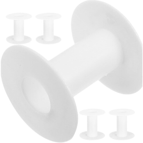 5Pcs White Plastic Wire Spools Thread Bobbins Sewing Thread Organizer Cord and Ribbon Holder