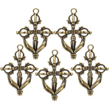 5 Stück Vajra-Dämonenbezwinger-Anhänger, Messing-Schlüsselanhänger, Kreuz-Vajra-Anhänger