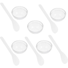 5-teiliges Set aus verdickten Glas-Mischschalen für Gesichtsmasken mit kleinen weißen Spateln