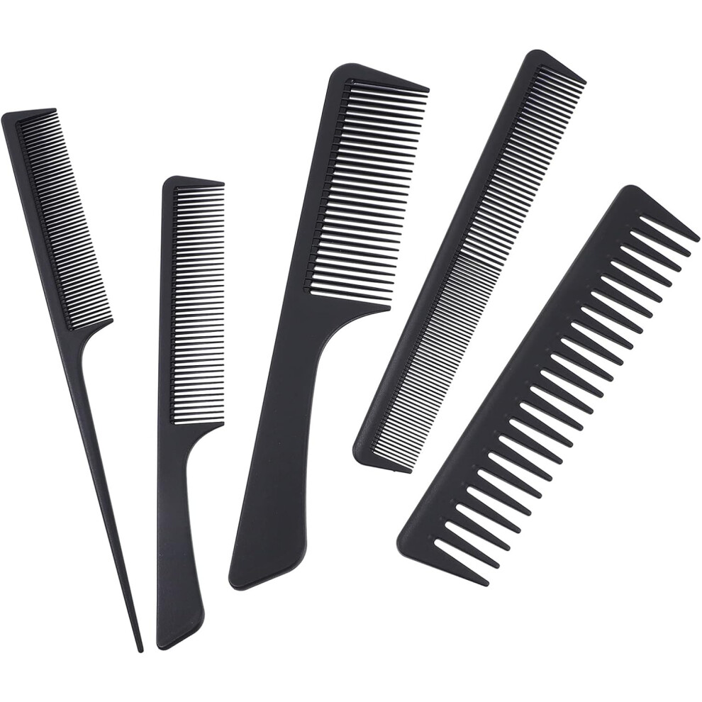Hkhbjs 5Pcs Carbon Fiber Comb Hairdressing Salon Barber Wide Toothed Comb For Styling Men Hair