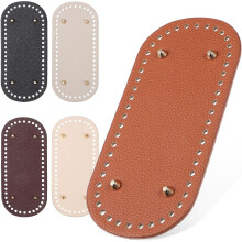 5 stk. heklet veskebunn i PU-skinn, oval, 10 x 22 cm med 52 hull, svarte bunnformingsputer