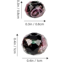 40 ks čiernych fazetovaných sklenených korálok s veľkým otvorom, kvetinové korálky na šperky, 8 mm, 10 mm