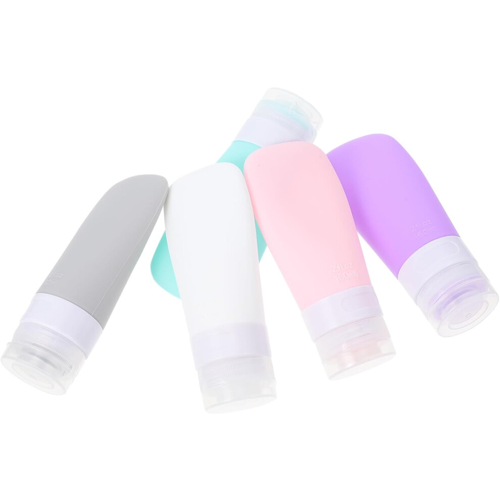 Hkhbjs 5Pcs Travel Bottle Silicone Lotion Dispenser Makeup Sample Bottles For Toiletries Portable Empty Silicone For Carry Bag