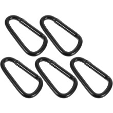 5 Stück kleine schwarze Karabinerhaken aus Aluminiumlegierung mit Verriegelung, Schlüsselanhängerschnallen, Kletterschnallen aus Metall