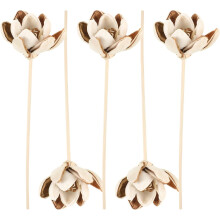 Lot de 5 diffuseurs d'arômes décoratifs en forme de fleur, bâtonnets diffuseurs de 19 cm en fibre de bois naturelle, pour une ambiance harmonieuse.
