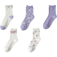 5 Paar wadenlange Baumwollsocken, dünne, weiche, spitzenbesetzte Rüschensocken für Teenager