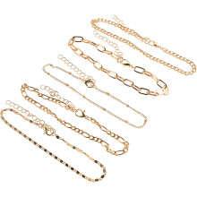 5-teiliges Fußkettchen-Set für Paare, Metall-Fußkettchen, Vintage-Design, Damenschmuck