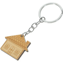 5-teiliges Schlüsselanhänger-Set aus Holzhäusern, kleine, kreative Holzschlüsselringe mit Anhänger