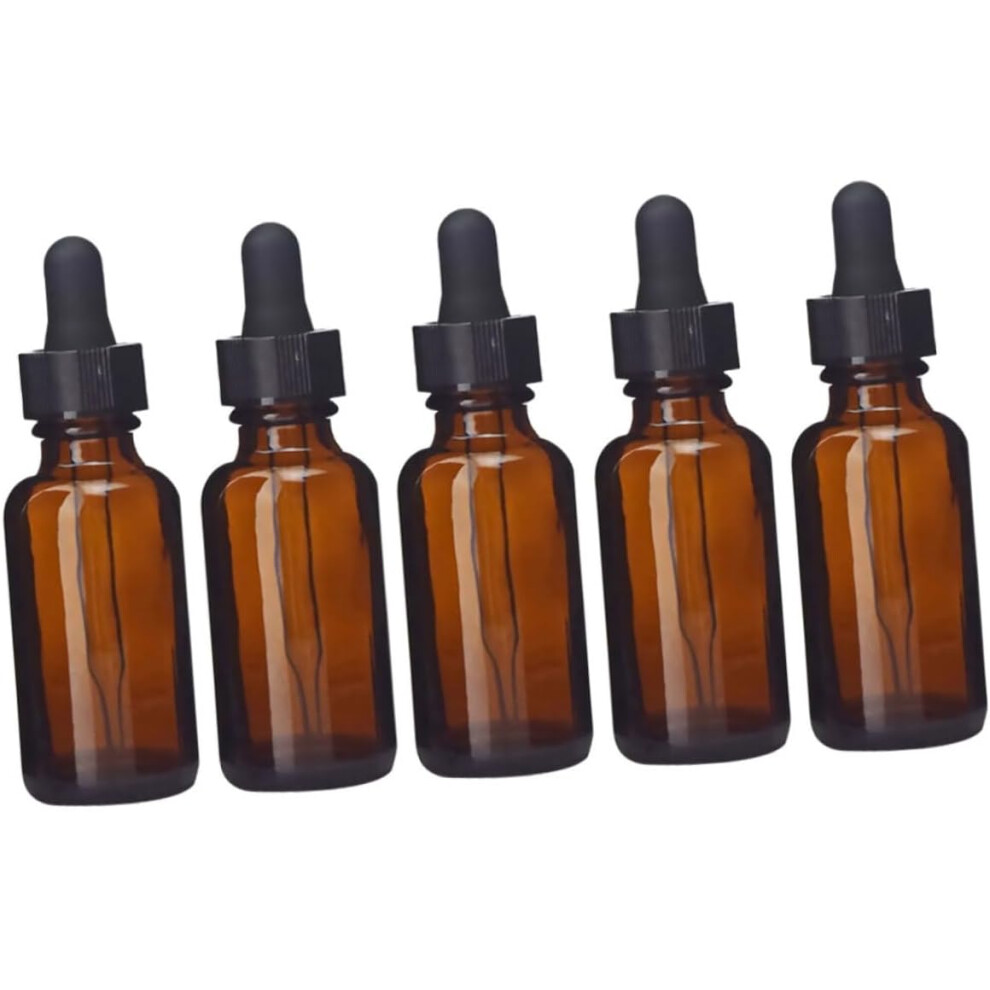 Hkhbjs Amber Empty Refillable Essential Oil Bottles Dropper 5Pcs 30Ml Glass Bottles