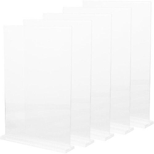 5pcs A4 Acrylic Sign Holders Double-sided Table Menu Stands Plastic Display Racks