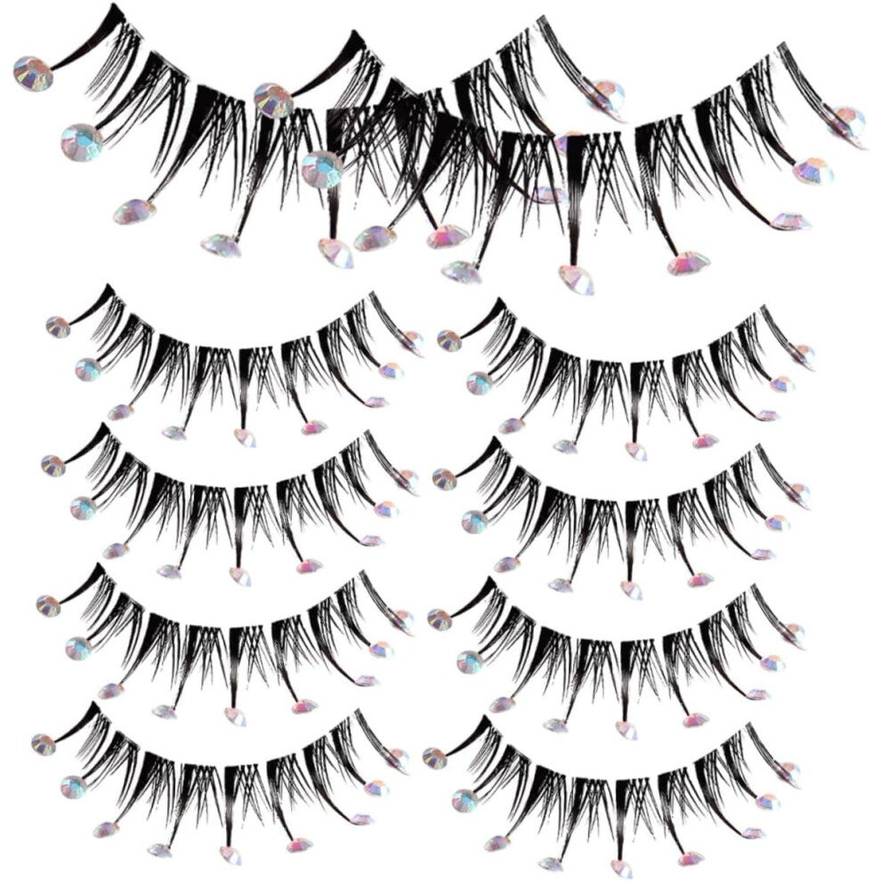 Hkhbjs 5Pairs Diamond False Eyelashes Rhinestones Faux Eyelash Extensions For Women Makeup For Party Occasion