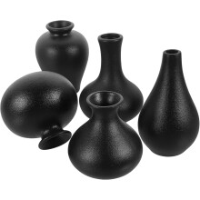 5-teiliges Keramikvasen-Set, schwarze Blumenvasen für die Heimdekoration mit schlichtem, elegantem Design