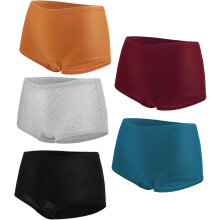 Culottes en coton respirant pour femme, couvrantes, disponibles en noir à fleurs, gris, camel et bleu pétrole.