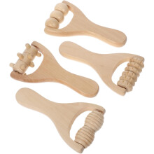 4pcs Wooden Massage Roller Set for Neck Back and Face Manual Massager Tools Wooden Stick