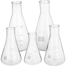 5 db-os boroszilikát üveg Erlenmeyer-lombikkészlet pontos mérlegekkel, keskeny szájú laborlombikok 50 ml 150 ml 250 ml 500 ml 1 l
