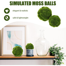 2 Stück künstliche Moosbälle, dekorative Blumenkugeln, farbecht, robust, aus beflocktem Schaumstoff, grün
