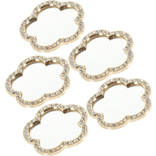 5 st elegant blomformad kompakt spegel mini handspegel