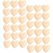 50pcs Unfinished Wooden Heart Shaped Beads for Valentine's Day Jewelry Making DIY Craft Supplies Beading Material