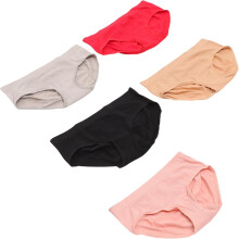 5er-Pack nahtlose Slips für Damen, Wabenmuster, mittelhoher Bund, wärmend für den Unterbauch, hautfreundlich, mauve-grau