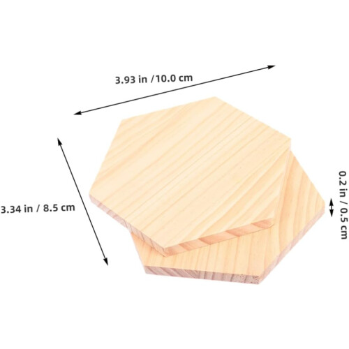 2Pcs Hexagon Unfinished Solid Wood Boards 8Cm X 0.5Cm 1