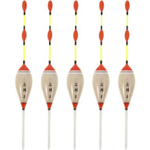 5pcs Small Fishing Floats Bobbers Set Balsa Wood Material Stream and Shallow Water Fishing Gear