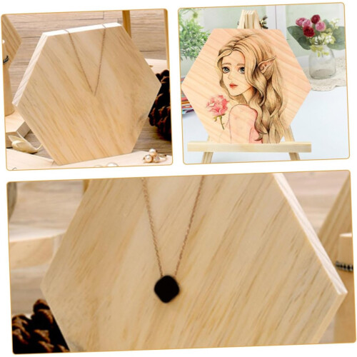 2Pcs Hexagon Unfinished Solid Wood Boards 8Cm X 0.5Cm