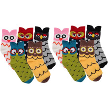 5 Paar wadenlange Baumwollsocken für Damen mit Eulenmuster, strapazierfähig und feuchtigkeitsabsorbierend