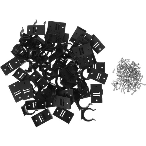 Cabinet Kickboard Clips with Semi Circular Opening 40 Sets Adjustable Black Abs