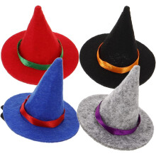 4er-Pack Mini-Hexenhut-Haarspangen für Halloween, Stoff-Hexenhüte im Halloween-Stil, bequem und einfach zu verwenden, Haarschmuck