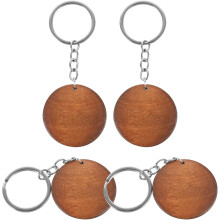 4 Stück dunkelbraune Schlüsselanhänger-Rohlinge aus Holz, runde Form, DIY-Schlüsselanhänger-Anhänger, Bastelzubehör