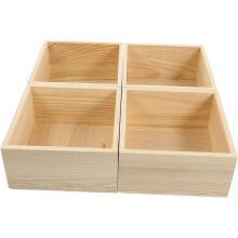 4 kleine Holzkisten aus Massivholz ohne Deckel, ideal zum Verpacken, für Hochzeiten und zur Aufbewahrung in der Küche