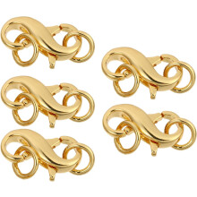 5 Stück goldene Metall-Karabinerverschlüsse mit Doppelkopf für die Schmuckherstellung
