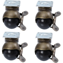 Universal-Möbelrollen, 2 Zoll, mit Bremse, Drehteller in Antikbronze, 4 Stück