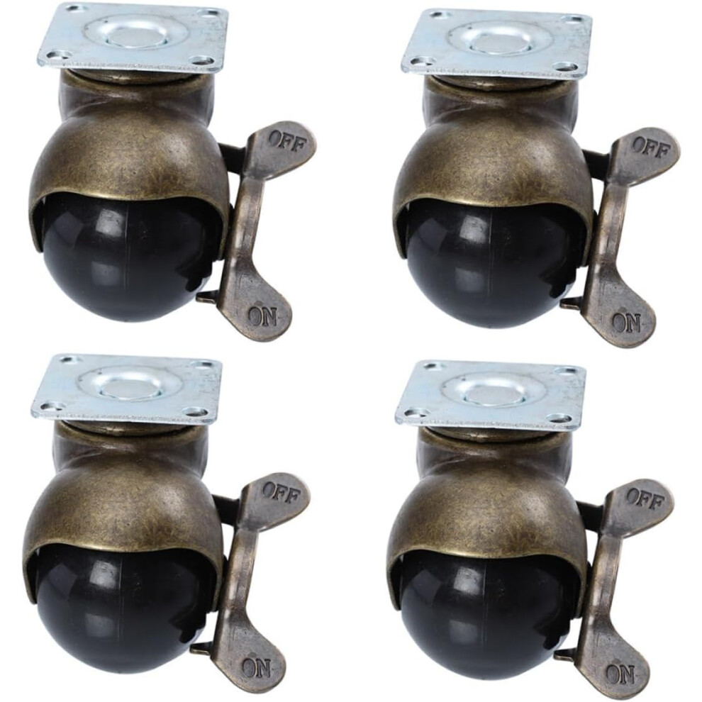 Furniture Universal Wheel Casters 2-Inch With Brake, Antique Bronze Swivel Plate, 4Pcs 5455468169441