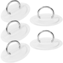 5 stk. hvite PVC D-ringlapper for oppblåsbare båter, kajakker og surfebrett, monteringskroker