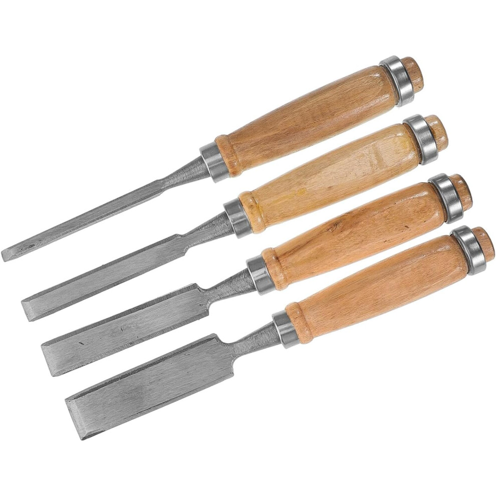 4Pcs Woodworking Flat Chisel Set With Wood Handles Carpenter Carving Chisels 5455468312908