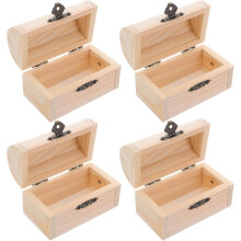 4 Stück unfertige Schmuckkästchen aus Holz, kleine Vintage-Schmuckkästchen