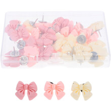 40pcs Bow Push Pins Resin Bow Shaped Decorative Thumbtacks for Cork Board Wall Memo