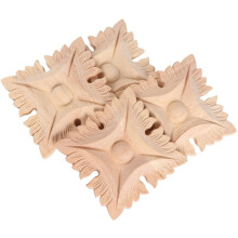 Autocollants décoratifs en bois massif sculpté pour portes, 8 x 8 cm, lot de 4. Accessoires pour garnitures de porte.
