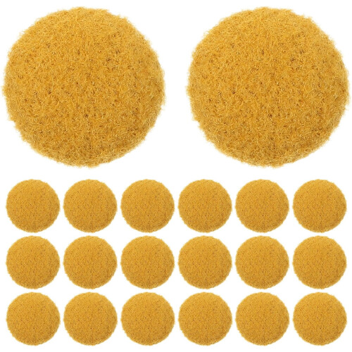 50pcs Round Woolen Covered Buttons Yellow Fabric Sewing Accessories