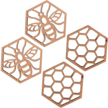 4-teiliges Set aus wabenförmigem Holz im Bienenstock-Design – vielseitig einsetzbar und ästhetisch ansprechend
