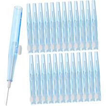 Interdentalbürsten für Zahnspangen, 40 Stück, blau, 0,7 mm, weich, Zahnseide-Set, tragbare Zahnreinigungshilfen