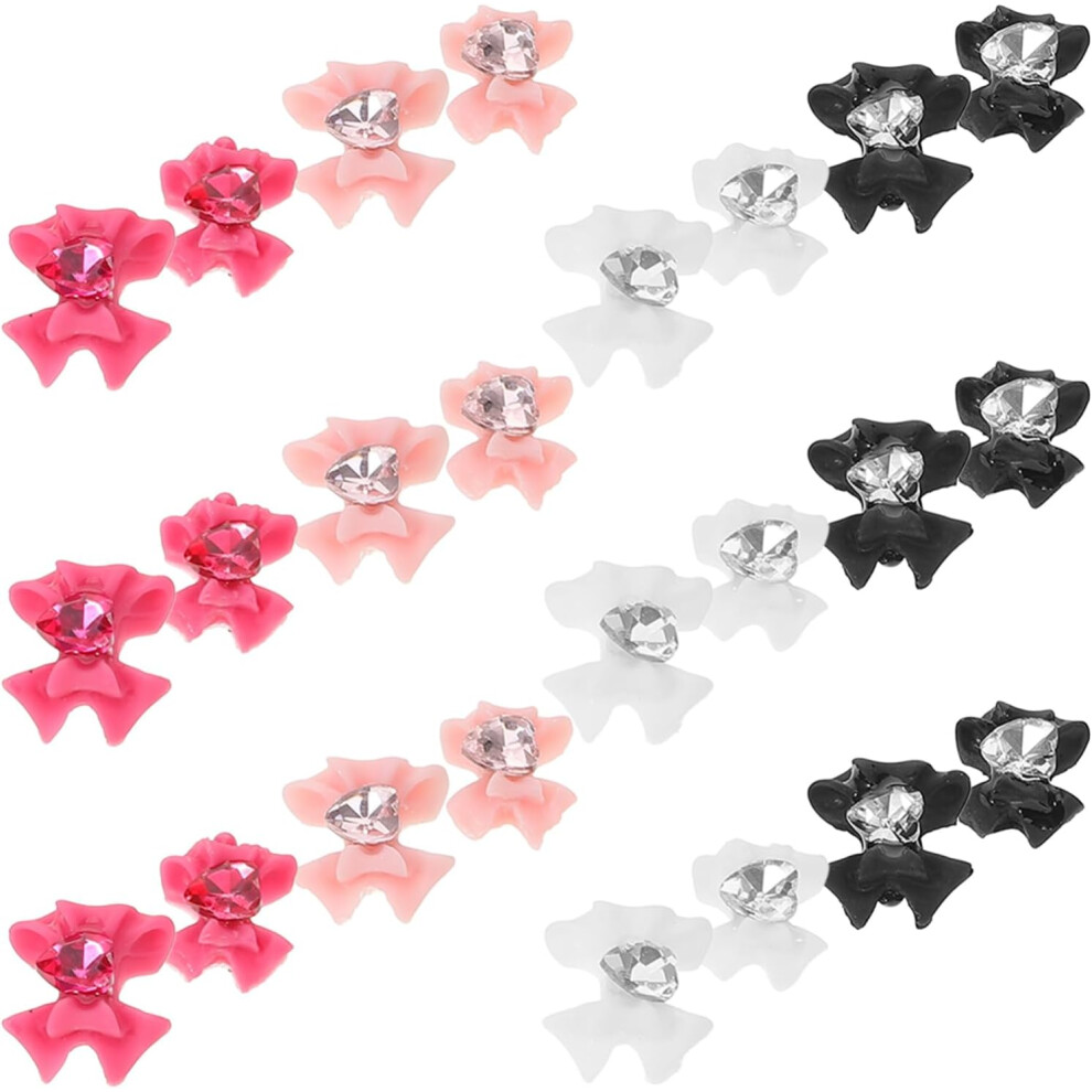 Hkhbjs 3D Bow Nail Charms Set 40Pcs Rhinestone Manicure Decor Multi-Color Nail Art Accessories For Women
